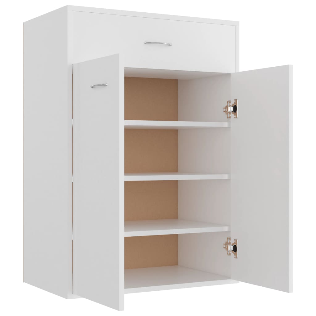 Gabinete de sapato de madeira branco 60x35x84 cm