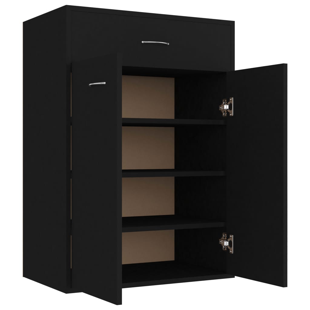 Mueble zapatero de madera negro 60x35x84 cm - Vetonek