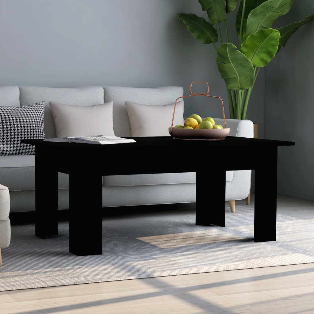 Vetonek Mesa de centro madera contrachapada negro 100x60x42 cm