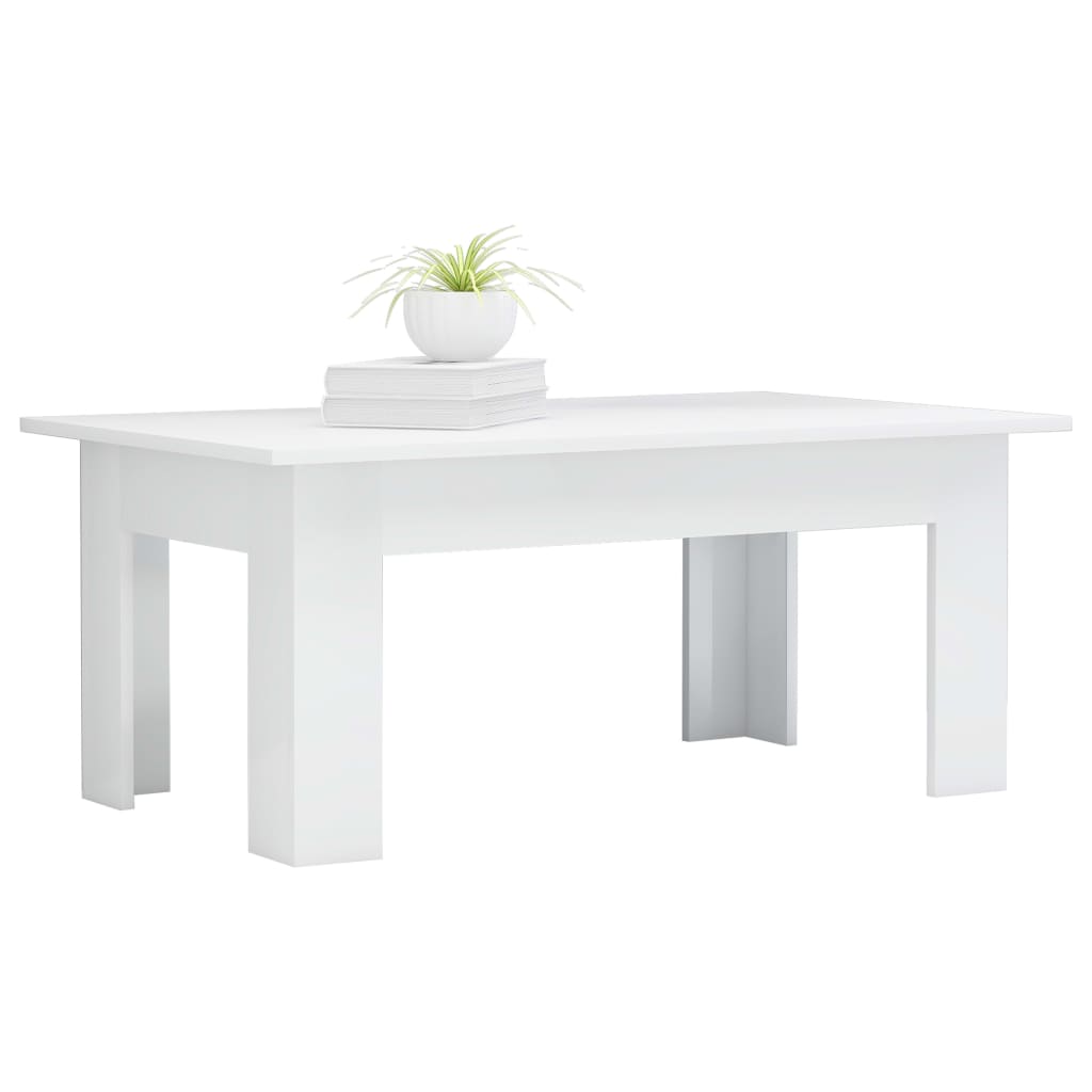 Mesa de centro madera blanco brillo 100x60x42 cm