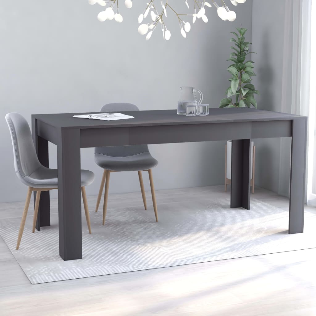 Vetonek Mesa de comedor de madera de ingeniería gris 160x80x76 cm