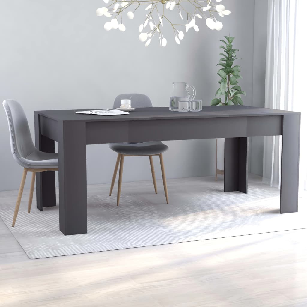 Vetonek Mesa de comedor madera contrachapada gris 180x90x76 cm