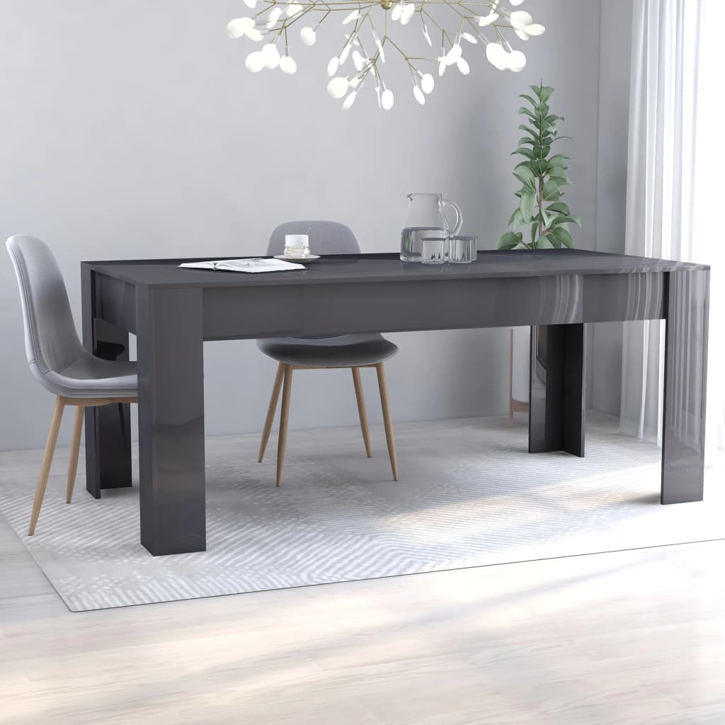 Vetonek Mesa de comedor madera contrachapada gris brillo 180x90x76 cm