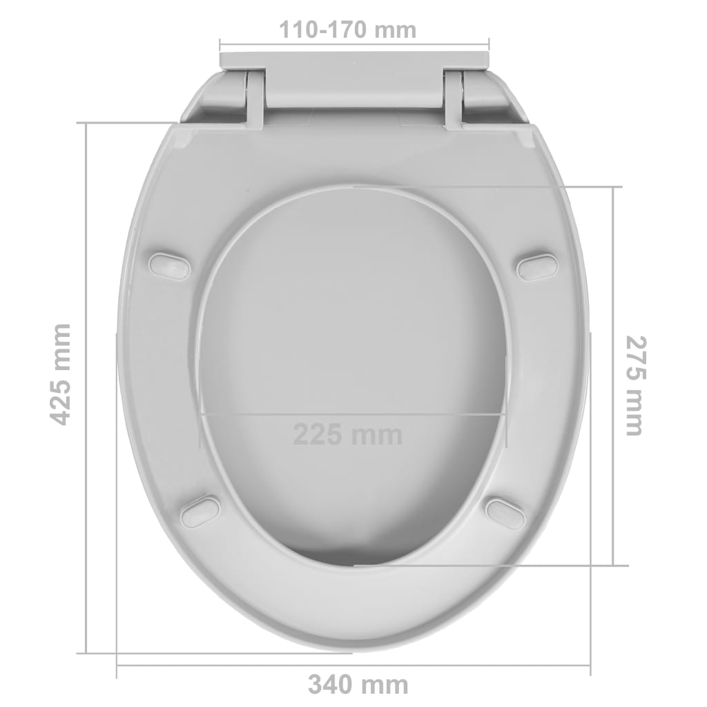 Tapa de WC cierre suave desenganche rápido ovalada gris claro vidaXL