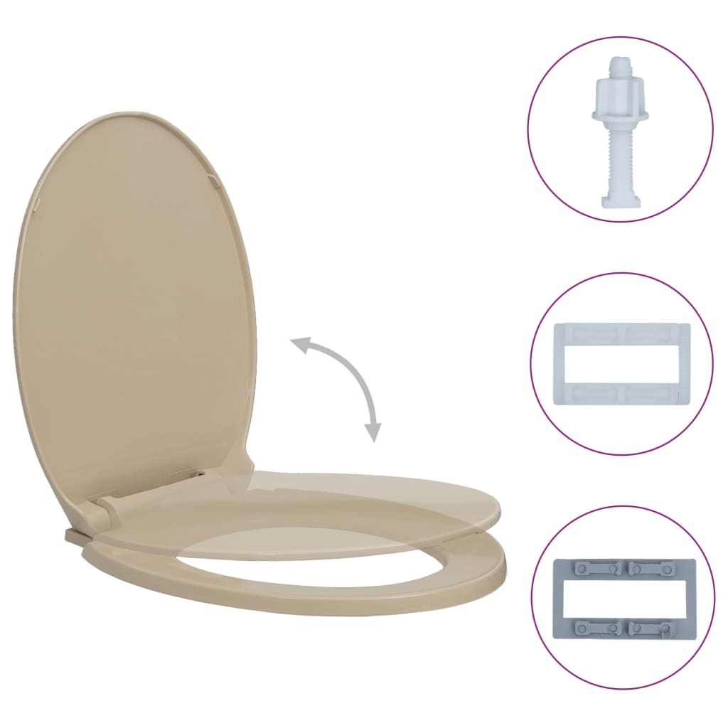 Tapa y asiento de váter con cierre suave ovalada beige vidaXL