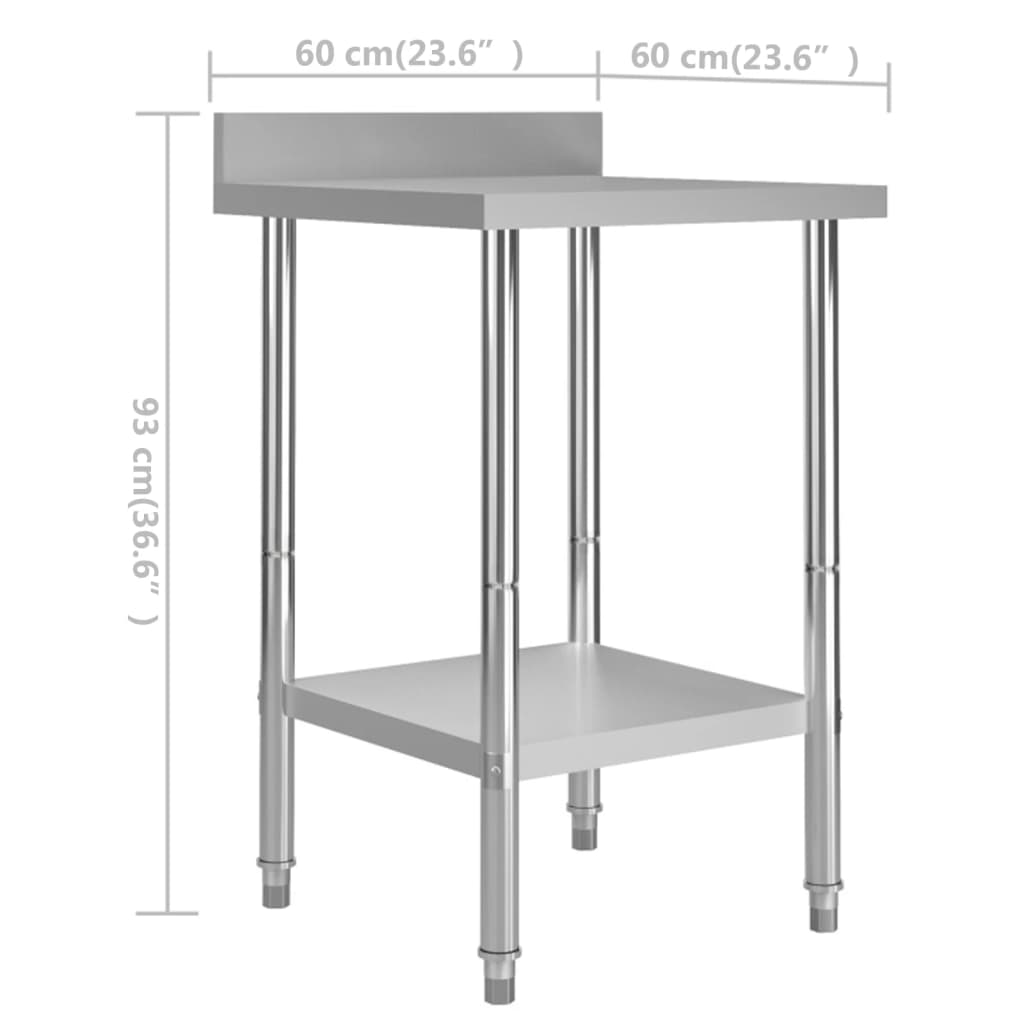 Mesa trabajo cocina y salpicadero acero inoxidable 60x60x93 cm vidaXL