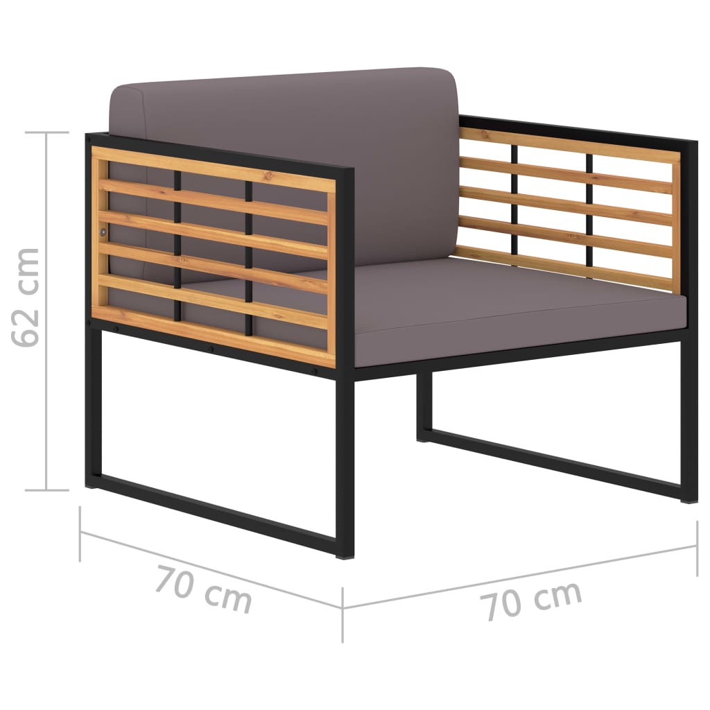 Sillas jardín 2 uds y cojines madera maciza acacia gris oscuro vidaXL