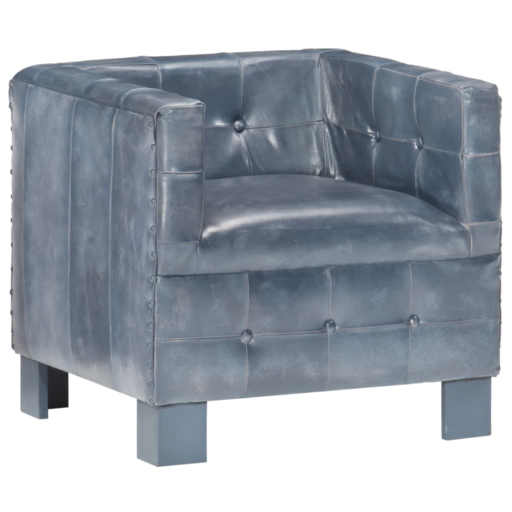 Vetonek Sillón de cuero auténtico gris