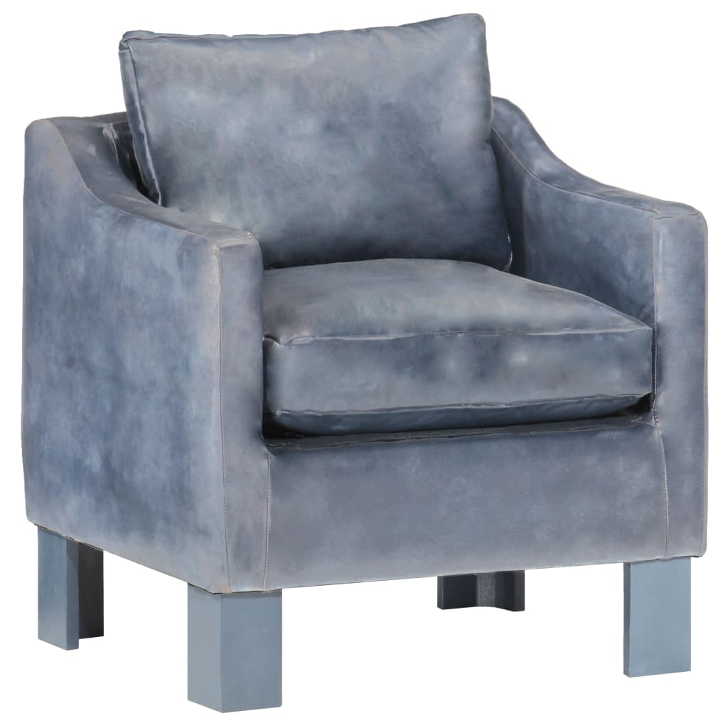 Vetonek Sillón de cuero auténtico gris