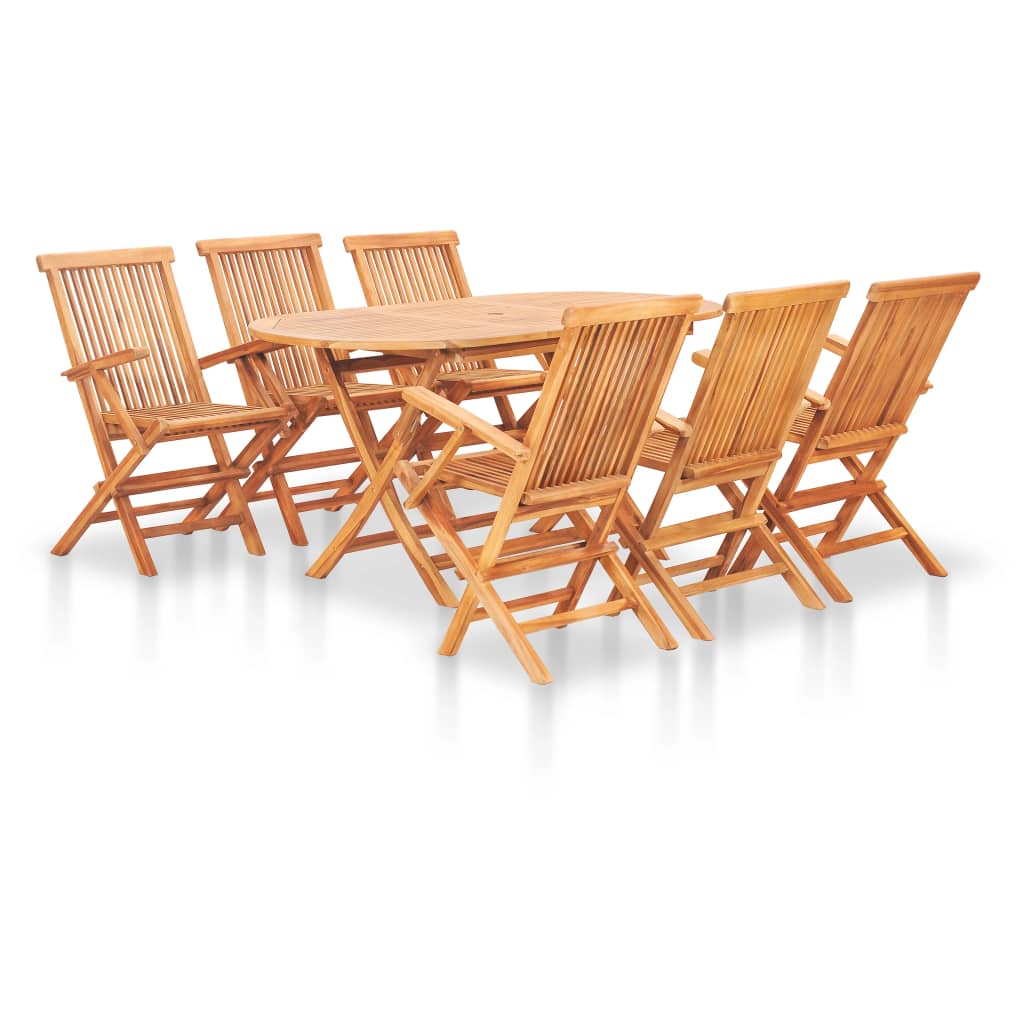 Vetonek Set comedor de jardín plegable 7 piezas madera maciza de teca