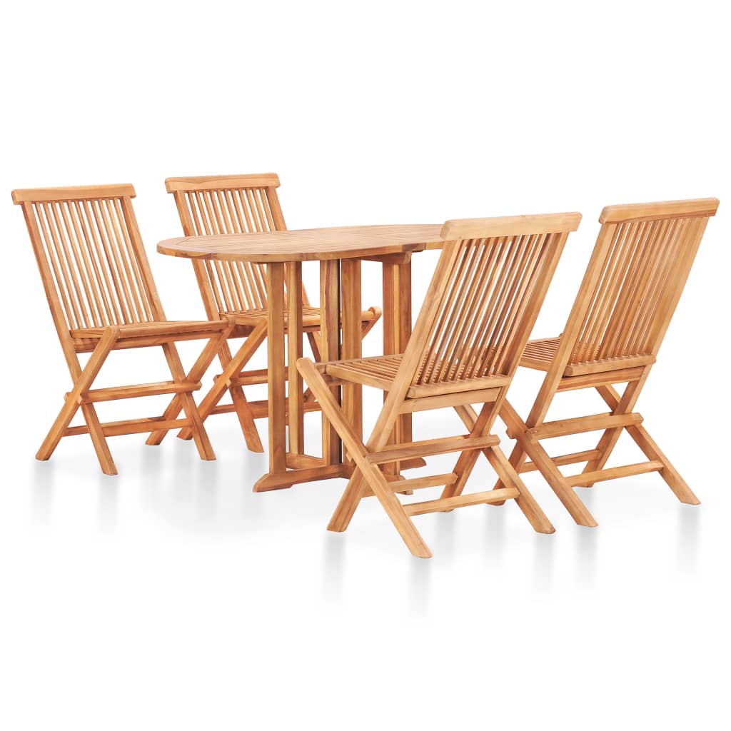 Vetonek Set de comedor de jardín plegable 5 piezas madera maciza teca