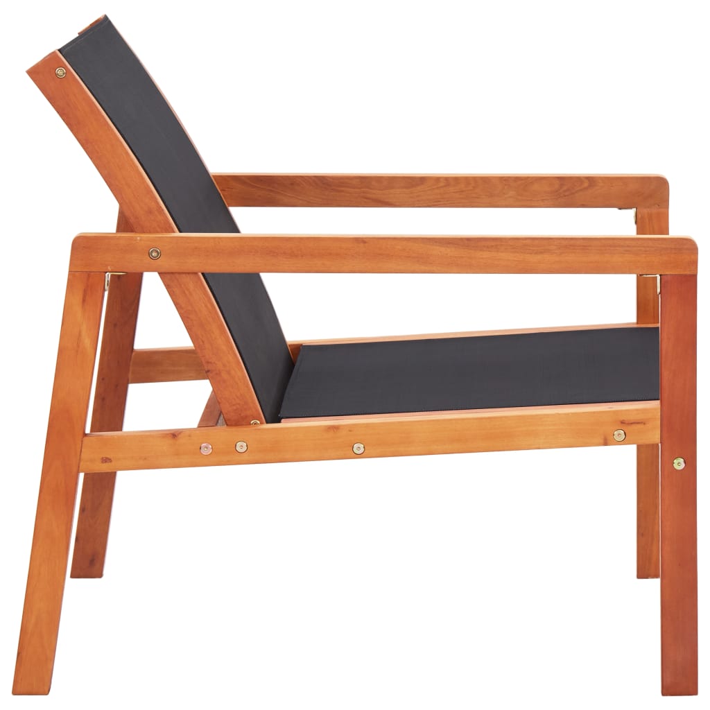 Eucalyptus and Textilene Black Wooden Wooden Chair