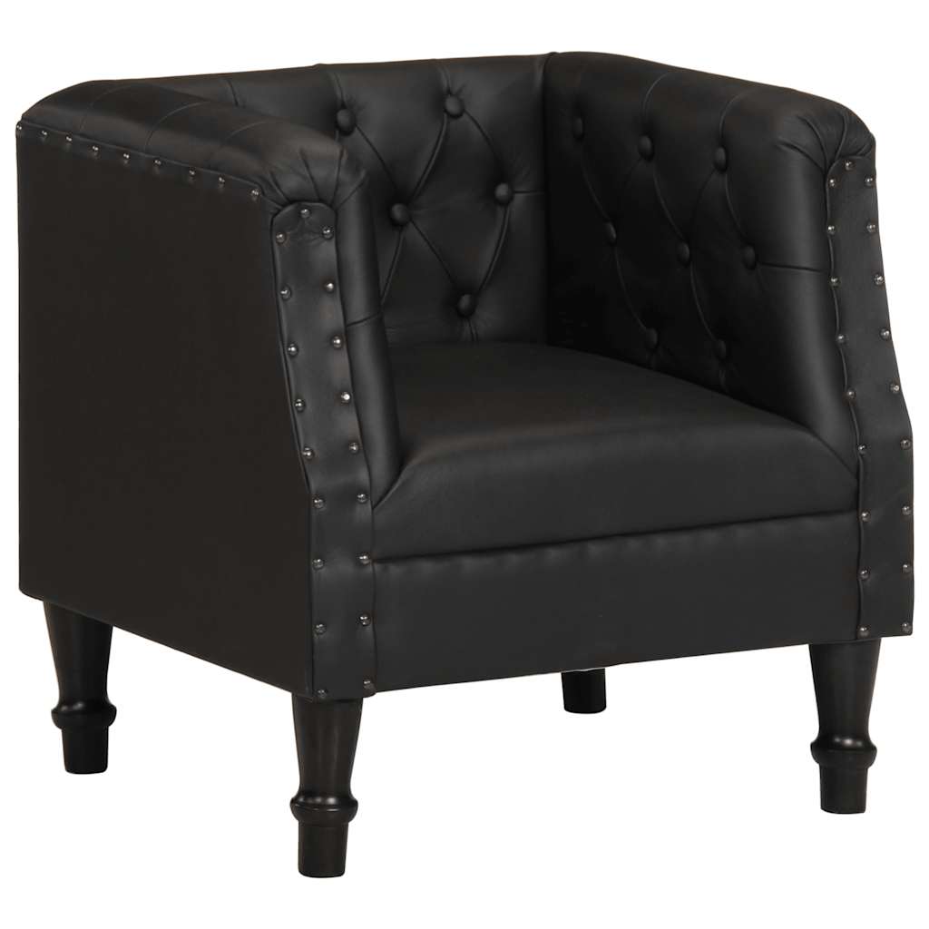 Vetonek Sillón de cuero auténtico negro