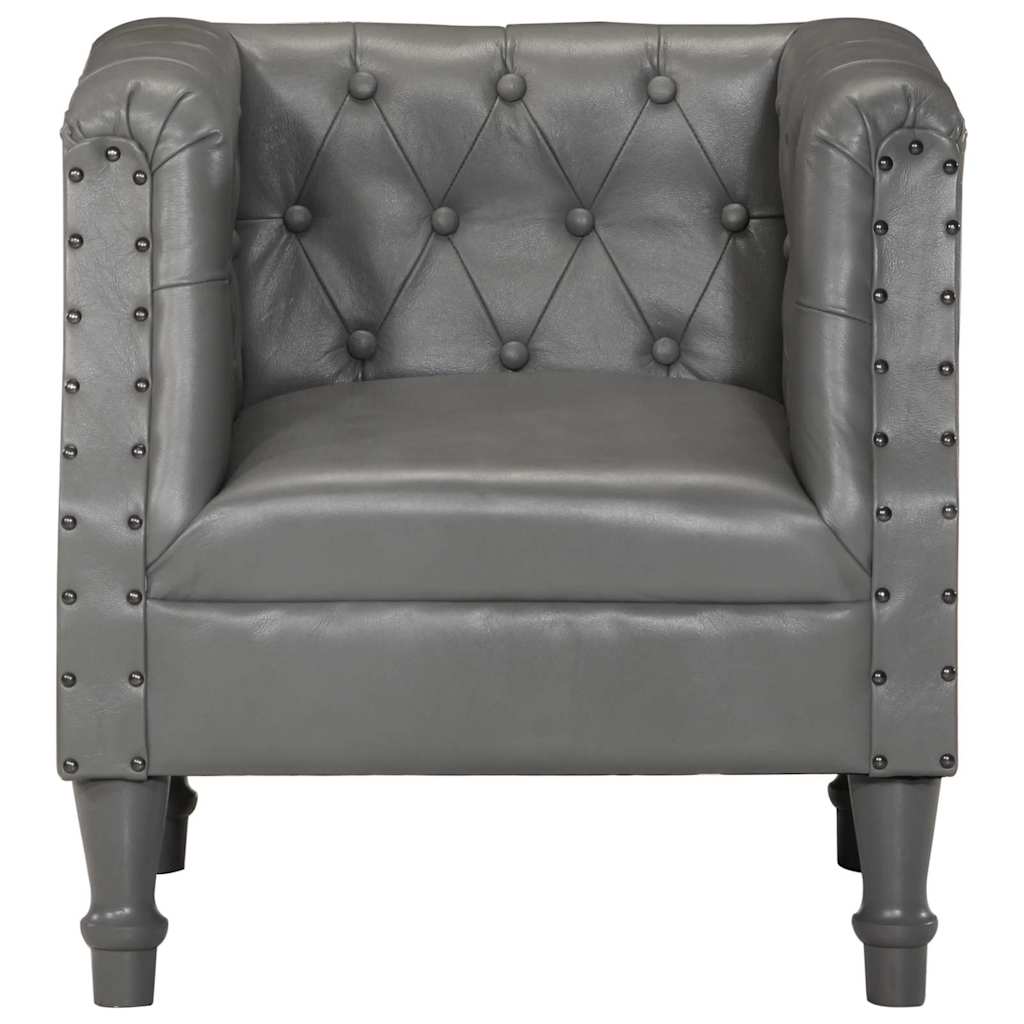 Sillón de cuero auténtico gris vidaXL