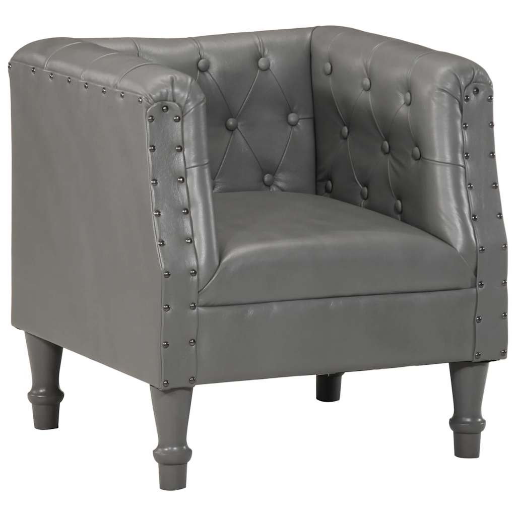 Vetonek Sillón de cuero auténtico gris