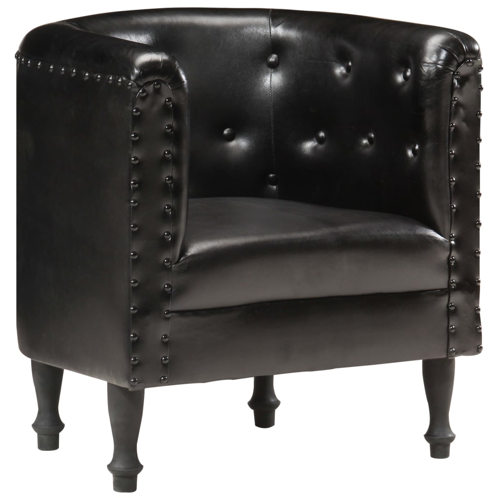 Vetonek Sillón de cuero auténtico negro