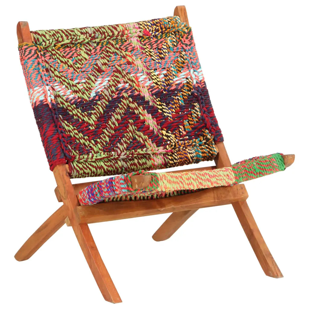 Vetonek Silla chindi plegable de tela multicolor