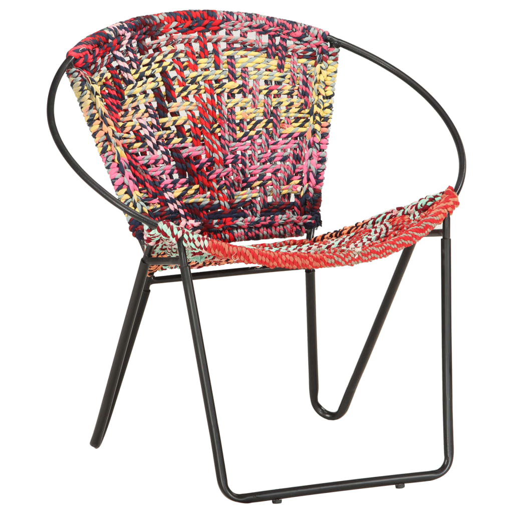 Vetonek Silla circular chindi de tela multicolor