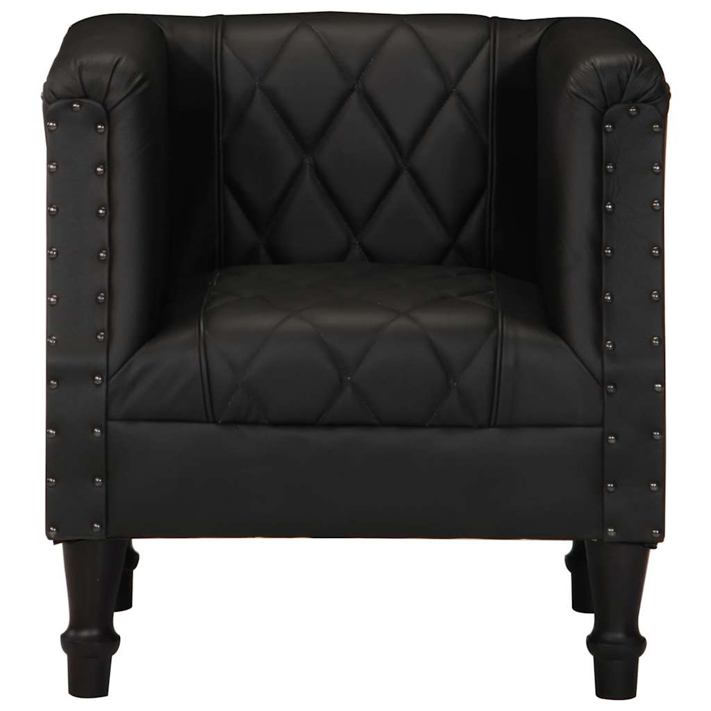 Sillón de cuero de cabra auténtico negro vidaXL