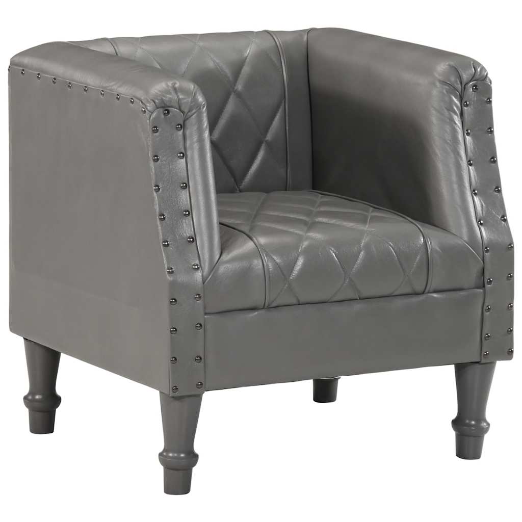 Vetonek Sillón de cuero de cabra auténtico gris