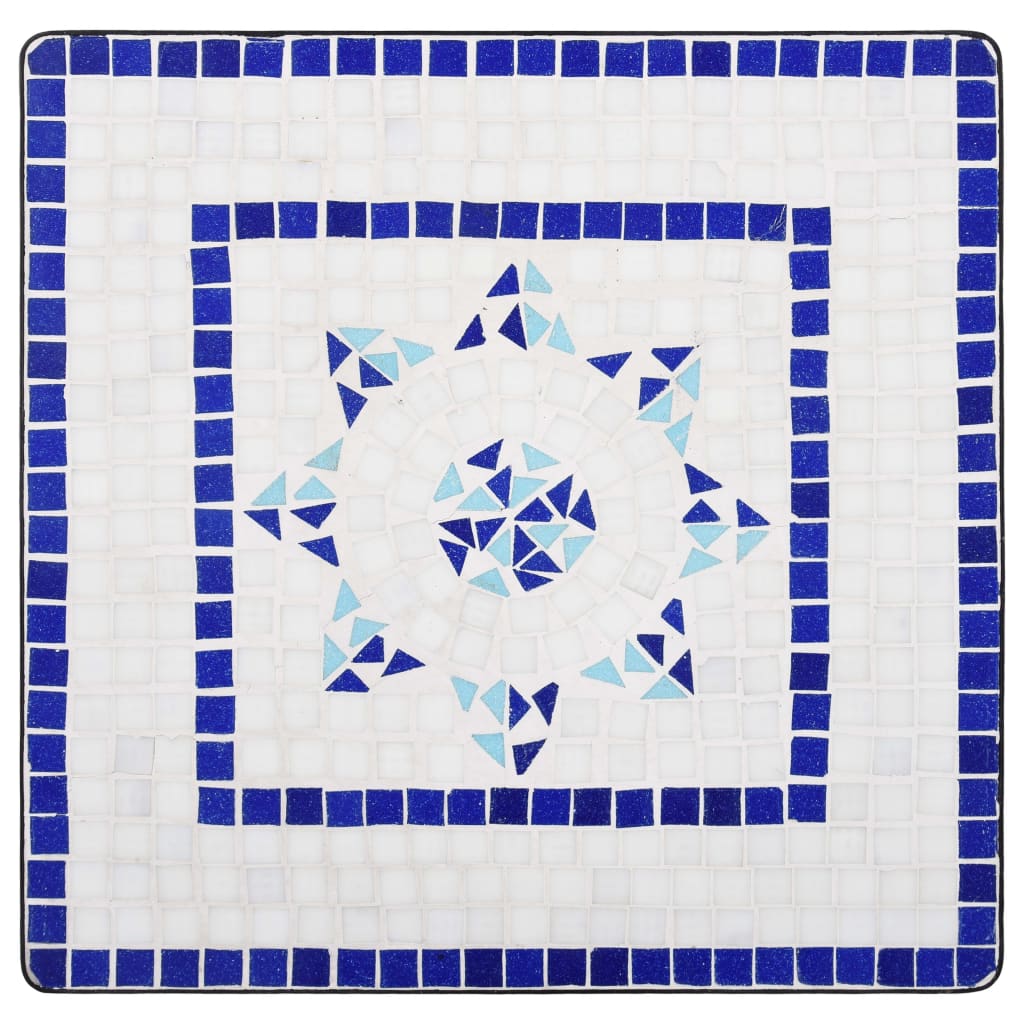 Mesa y sillas de bistró 3 piezas mosaico cerámica azul y blanco vidaXL