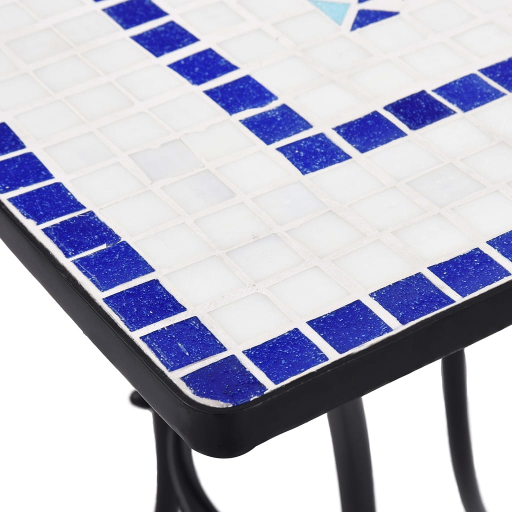 Mesa y sillas de bistró 3 piezas mosaico cerámica azul y blanco vidaXL