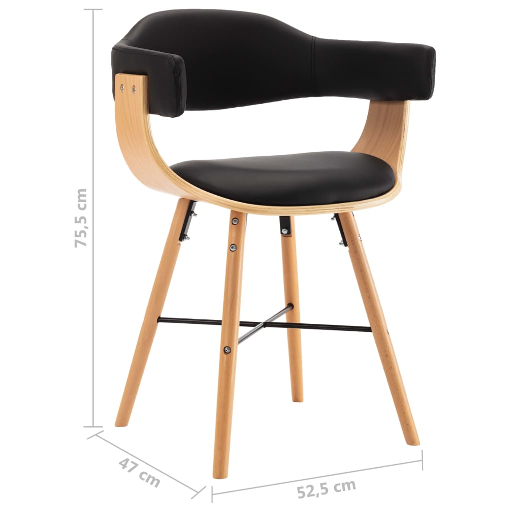 Sillas de comedor 4 uds cuero sintético y madera curvada negro - Vetonek