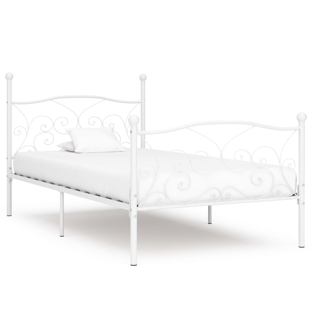 Vetonek Estructura cama con somier sin colchón metal blanco 100x200 cm