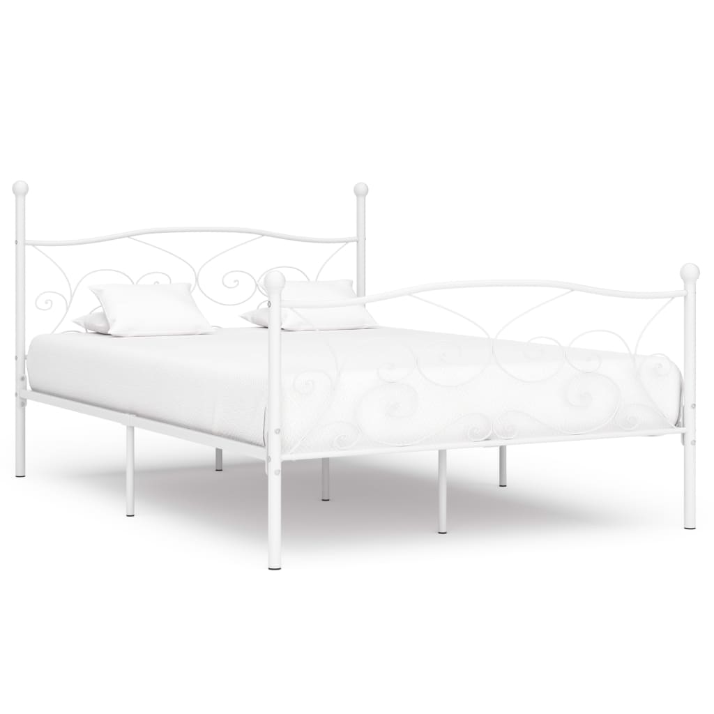 Vetonek Estructura cama con somier sin colchón metal blanco 120x200 cm