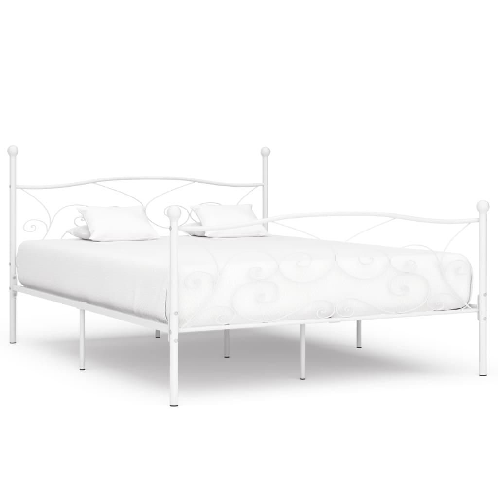 Vetonek Estructura cama con somier sin colchón metal blanco 200x200 cm