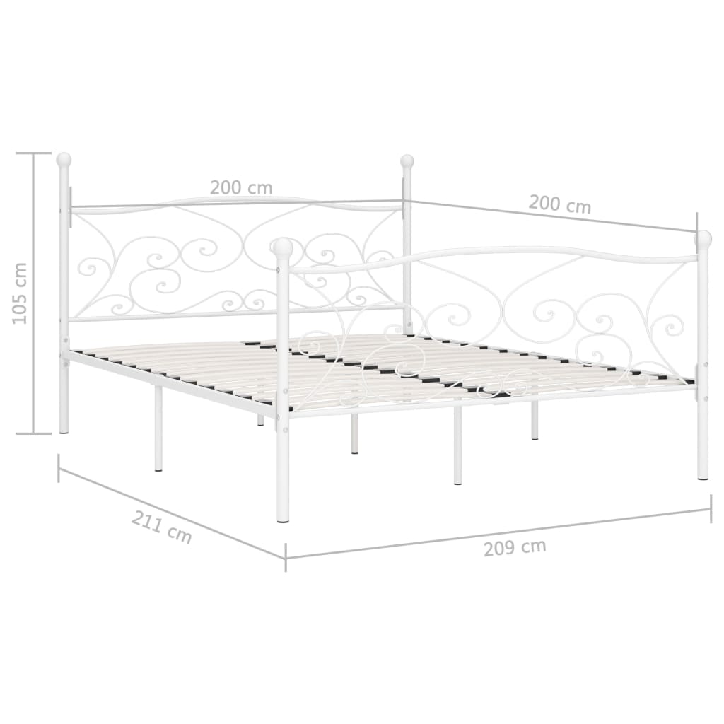 Estrutura de cama com somier sem colchão de metal branco 200x200 cm