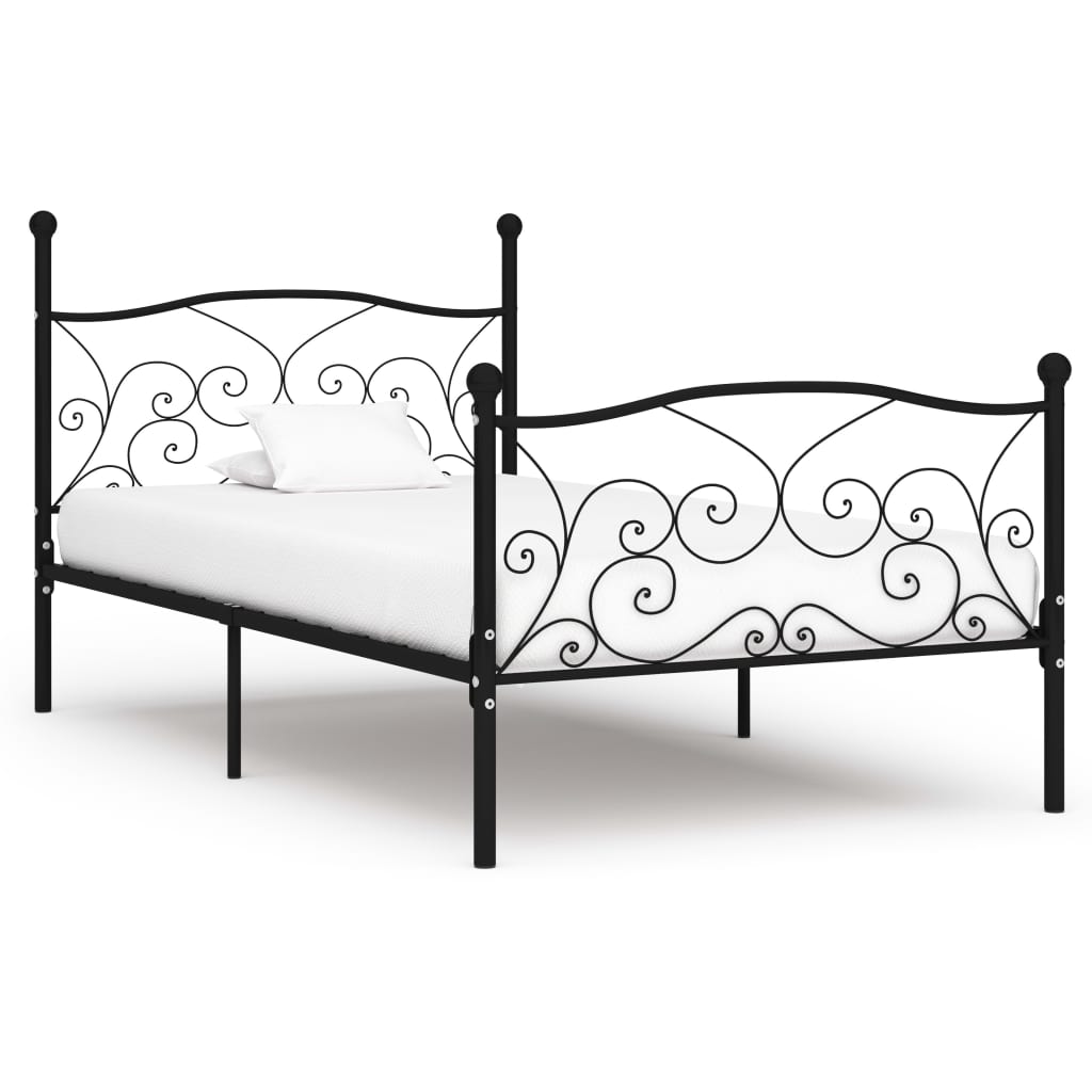 Vetonek Estructura cama con somier sin colchón metal negro 100x200 cm