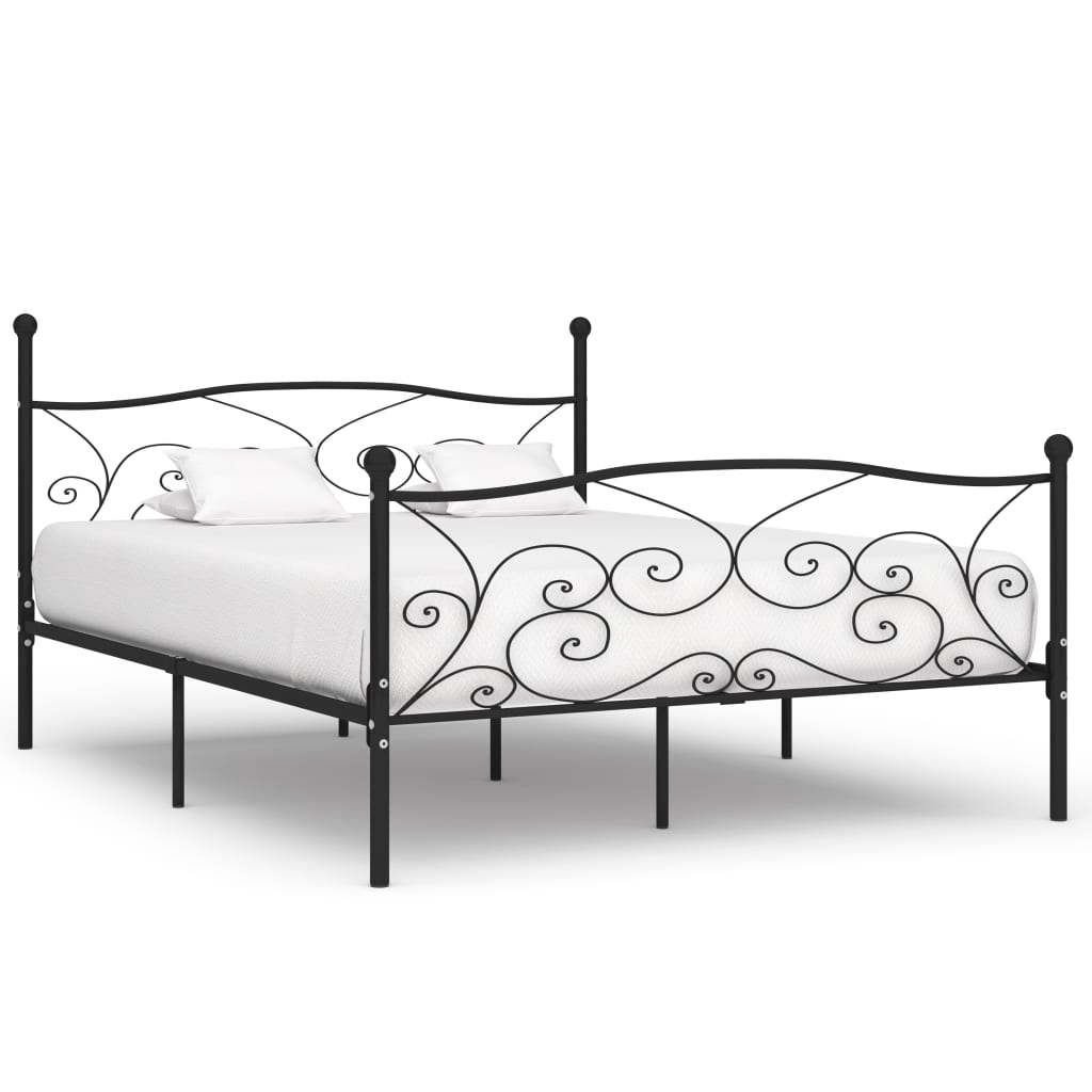 Vetonek Estructura cama con somier sin colchón metal negro 200x200 cm