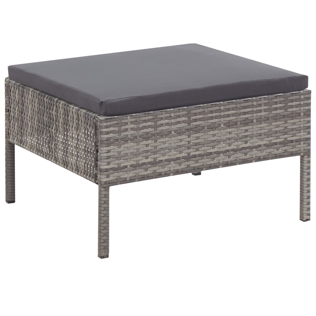 Set de muebles de jardín 6 pzas y cojines ratán sintético gris - Vetonek