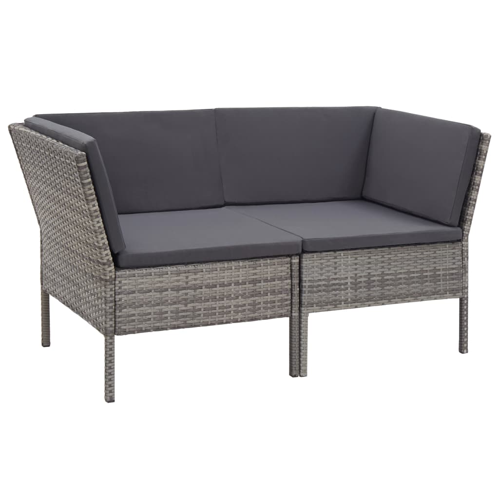 Set de muebles de jardín 6 pzas y cojines ratán sintético gris vidaXL