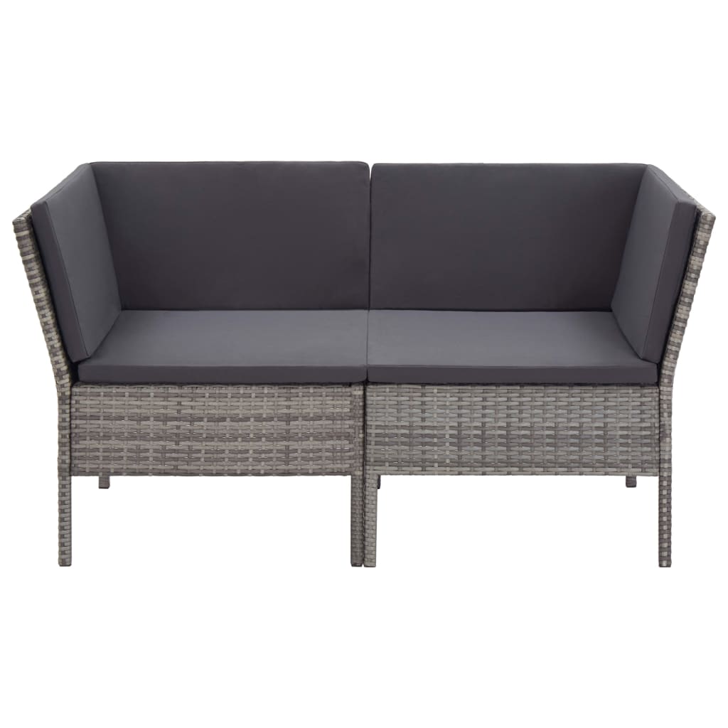 Set de muebles de jardín 6 pzas y cojines ratán sintético gris vidaXL