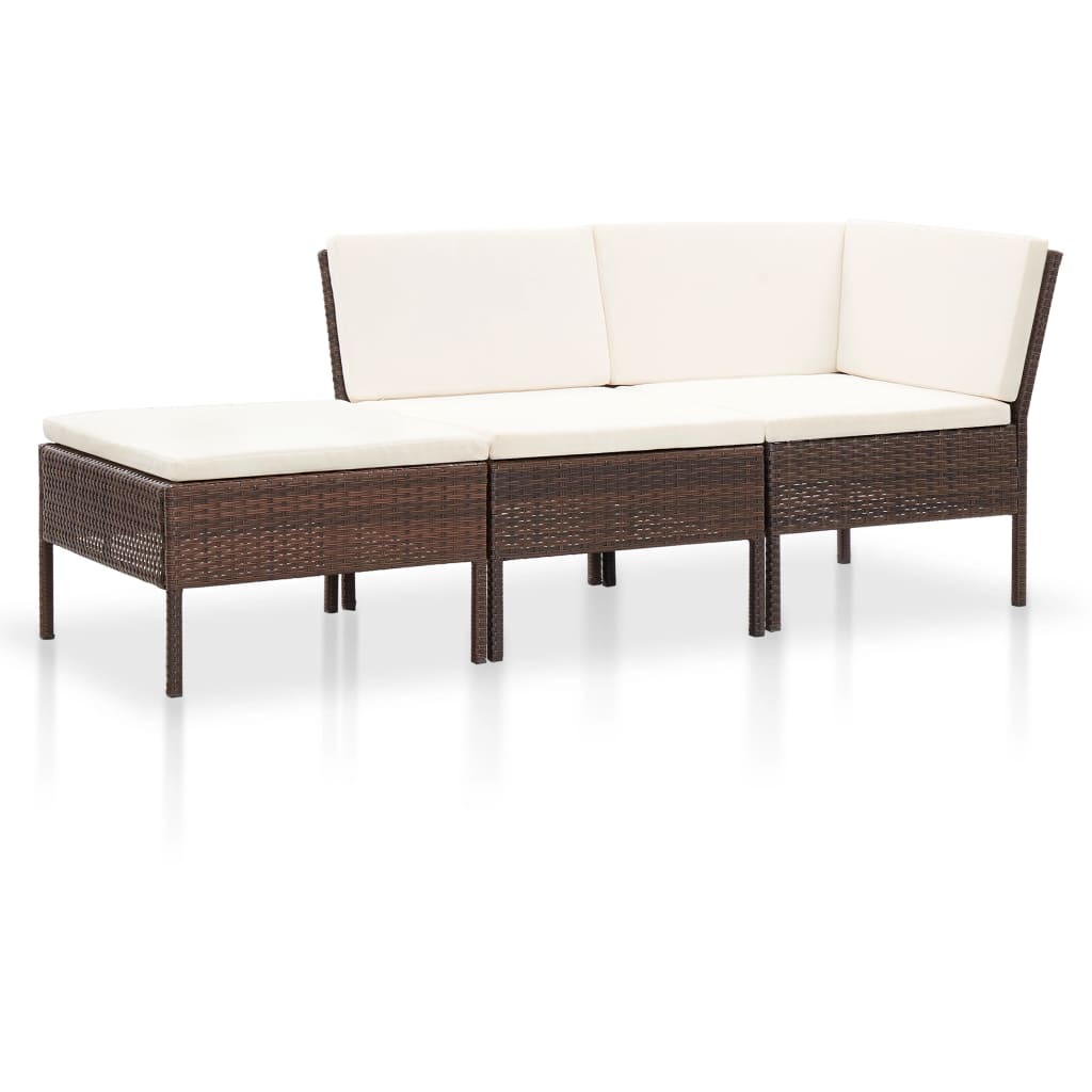 Set muebles de jardín 8 piezas y cojines ratán sintético marrón