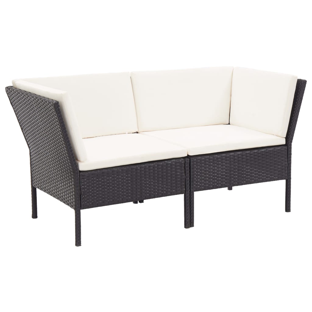 Set muebles de jardín 8 piezas y cojines ratán sintético negro vidaXL