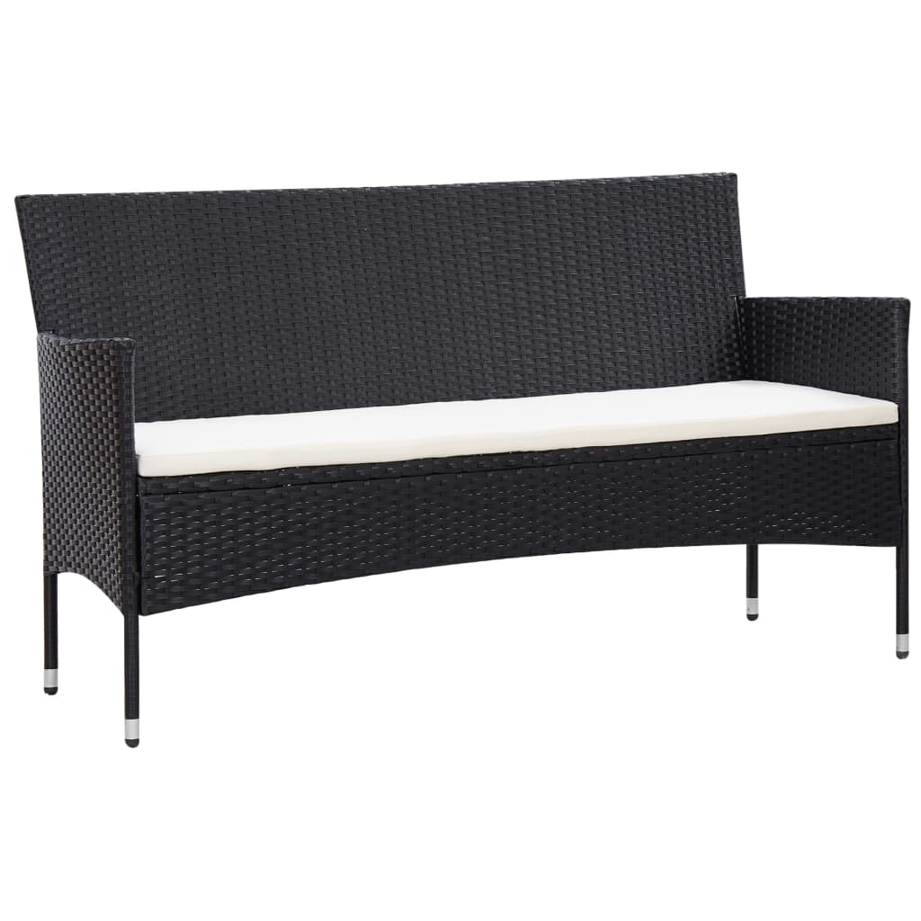 Set muebles de jardín y cojines 5 piezas ratán sintético negro vidaXL