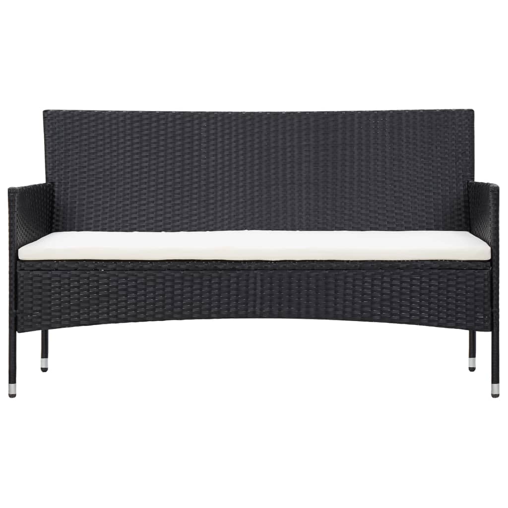 Set muebles de jardín y cojines 5 piezas ratán sintético negro vidaXL