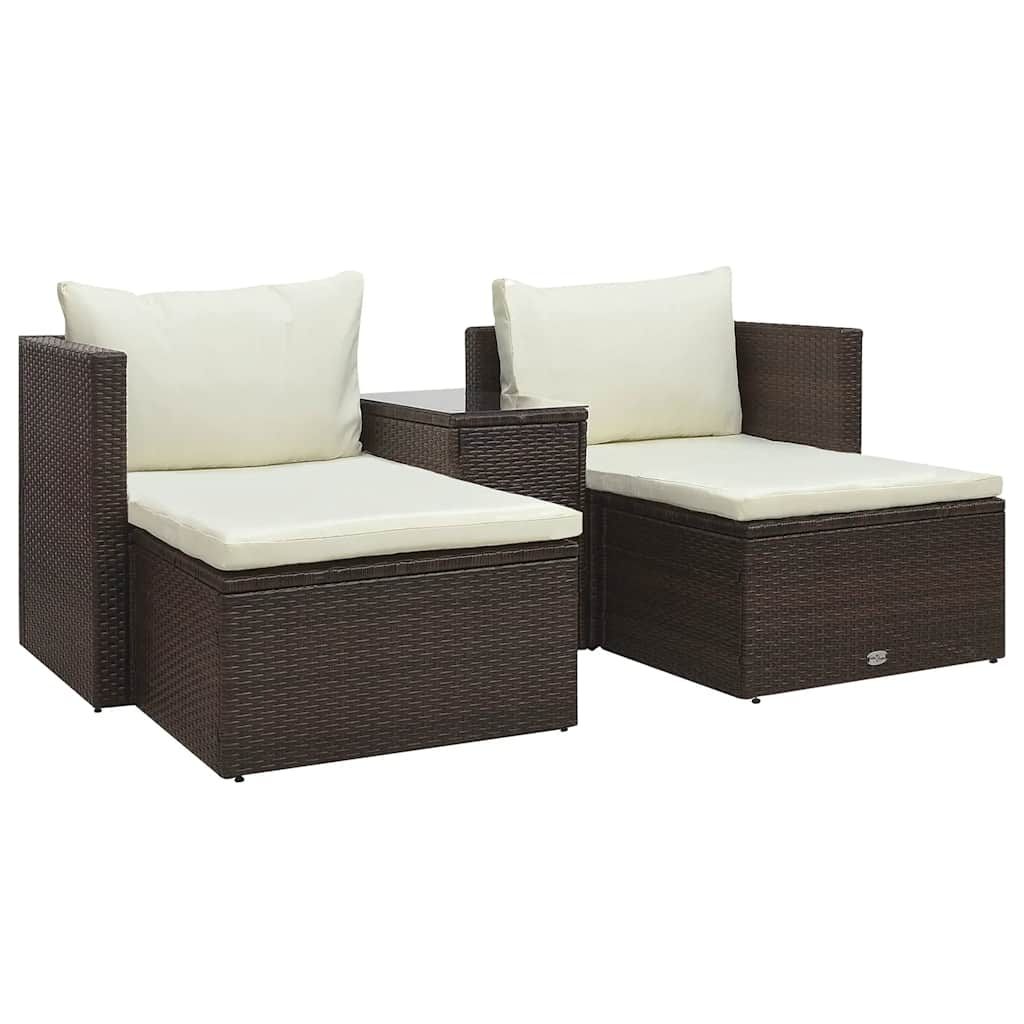 Vetonek Set muebles de jardín 5 piezas y cojines ratán sintético marrón