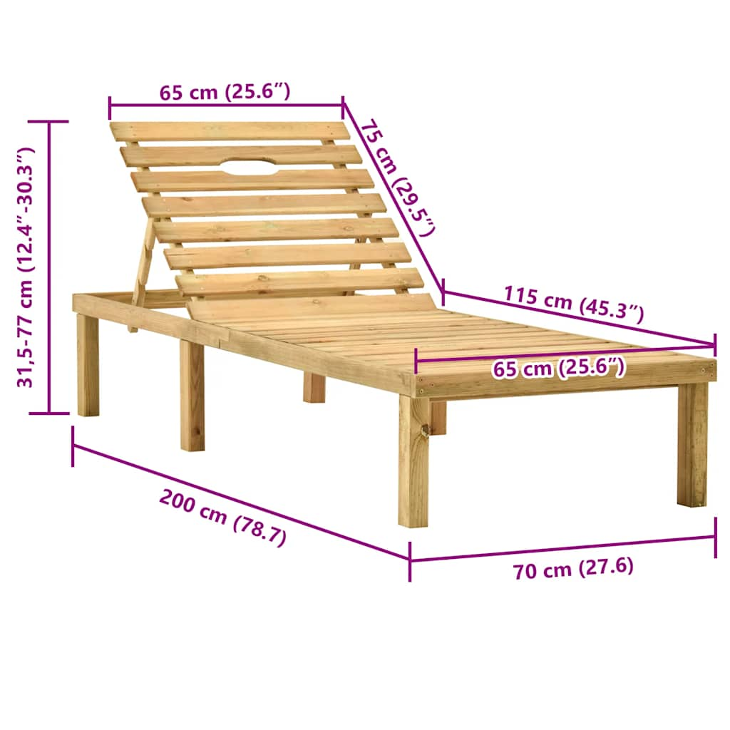 Tumbona de madera de pino impregnada vidaXL