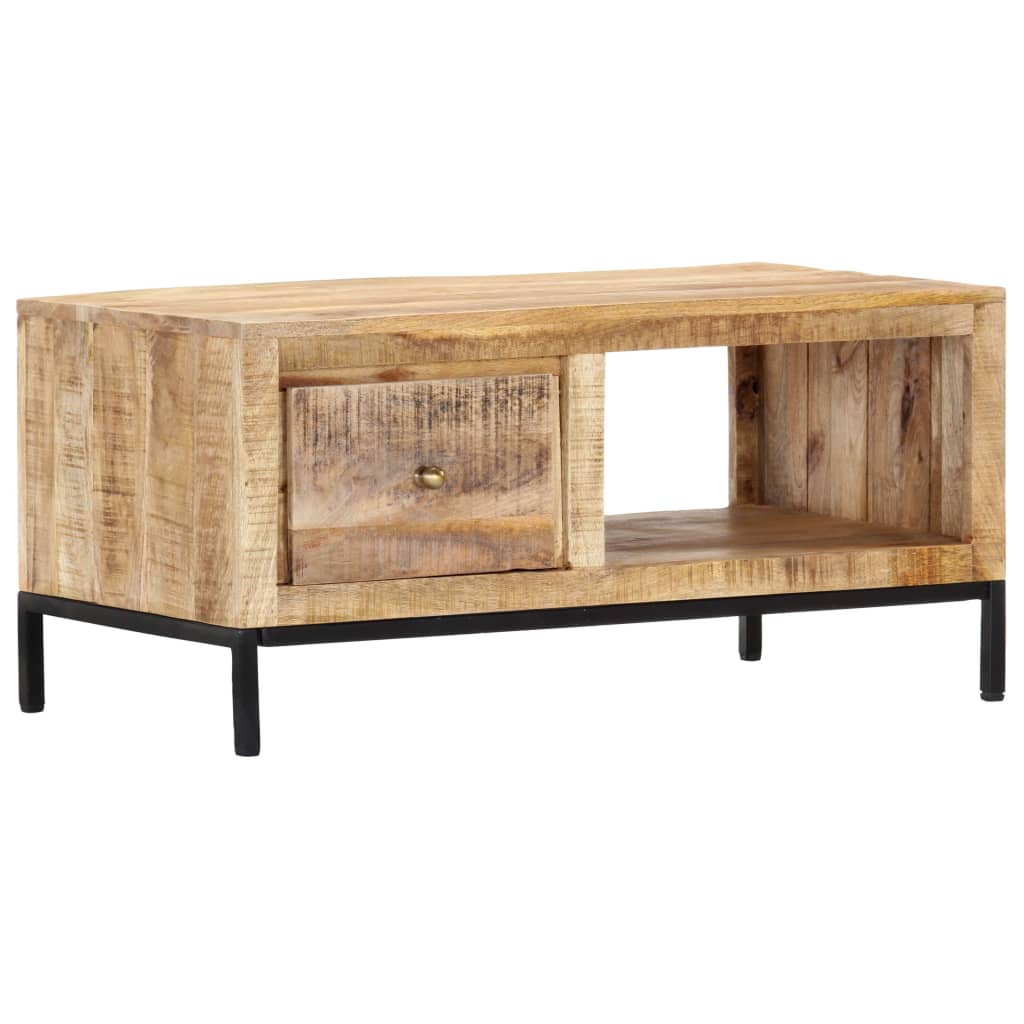 Vetonek Mesa de centro de madera maciza de mango 88x50x42 cm