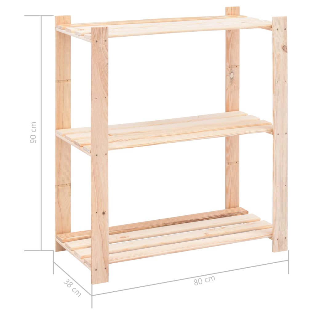 Estantería 3 niveles 2 unidades madera pino maciza 150 kg vidaXL