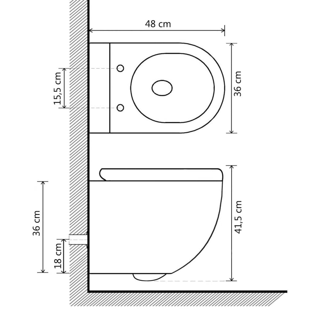 Toilette da parete senza bordi con funzione BIDé in ceramica nera