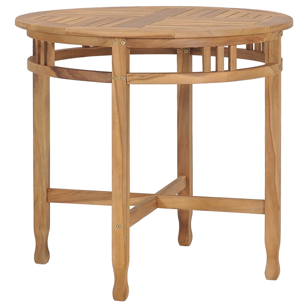 Vetonek Mesa de comedor de madera maciza de teca Ø 80 cm