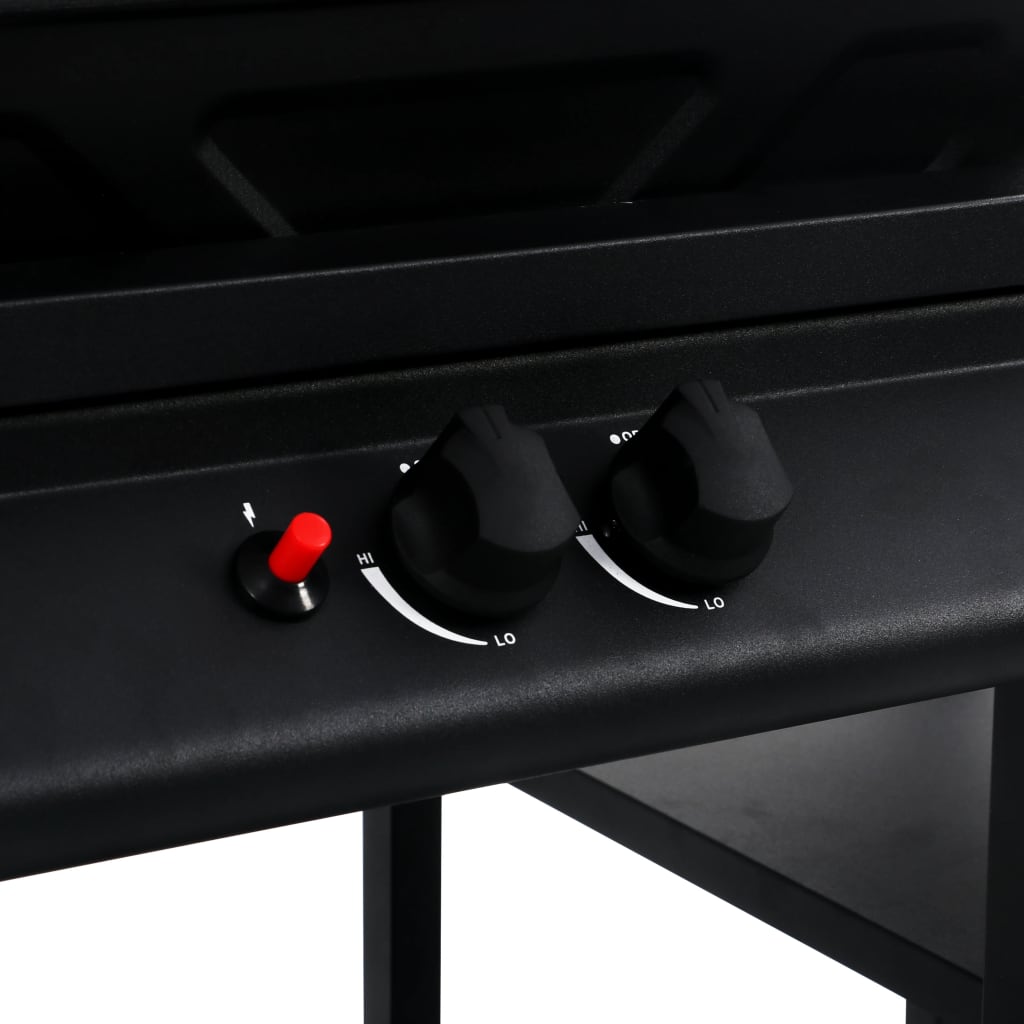 Barbacoa portátil de gas con mesita de 3 estantes negro V6896 Vetonek