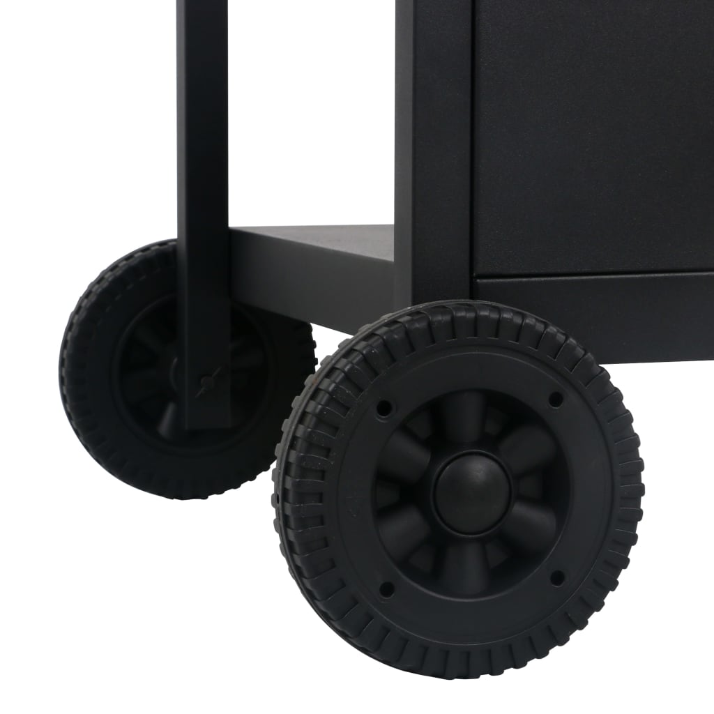 Barbacoa portátil de gas con mesita 3 estantes negro y plateado V6919 Vetonek