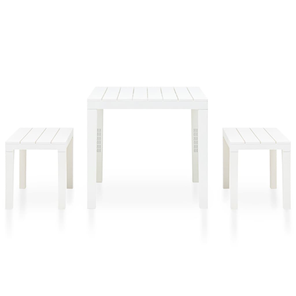 Mesa de jardín con 2 bancos plástico blanco