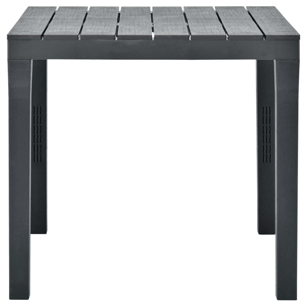 Mesa de jardín de plástico gris antracita 78x78x72 cm